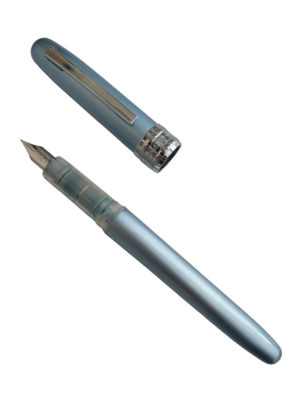 Platinum Plaisir Blue Aluminum Fountain Pen 02 Extra Fine Steel Nib Gently Used